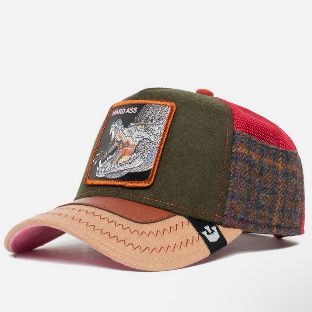 Goorin Bros Hard A*s Trucker Hat Multicolor Crocodile Snap Back Side Pocket